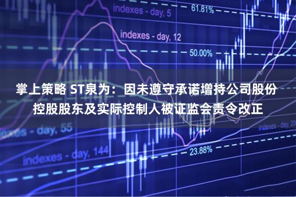 掌上策略 ST泉为：因未遵守承诺增持公司股份 控股股东及实际控制人被证监会责令改正