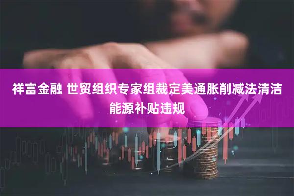祥富金融 世贸组织专家组裁定美通胀削减法清洁能源补贴违规